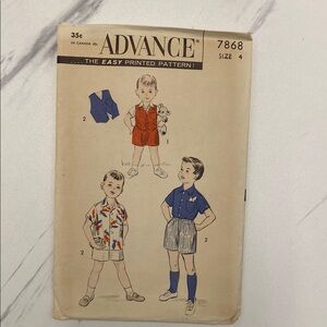 Vintage 1950s Advance Sewing Pattern for Boys' Outfits